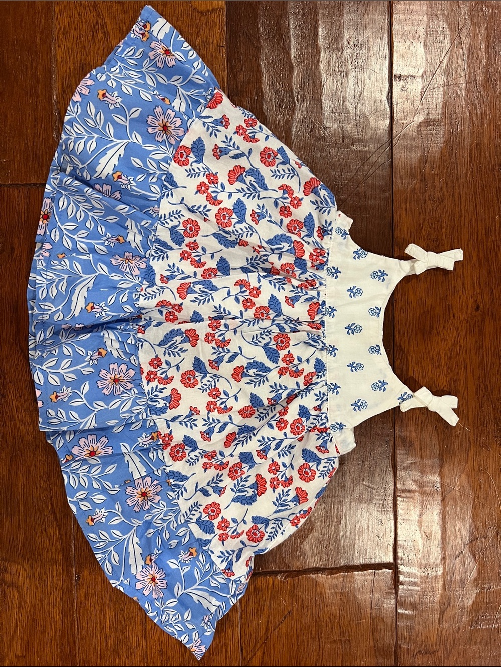 Girls Floral Sundress in Blue, White & Red